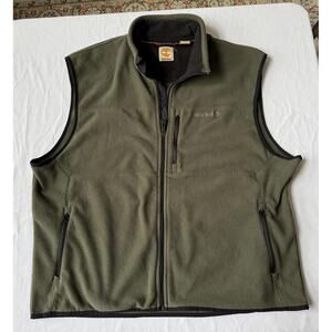 Timberland Olive Green Fleece Vest with Zipper Pockets Mens XXL